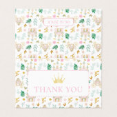 Schattigee kleine prinses verjaardagsmeisje dank u kaart (Buitenkant ongevouwen)