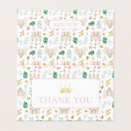 Schattigee kleine prinses verjaardagsmeisje dank u kaart (Buitenkant ongevouwen)