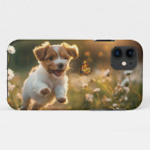 Schattigee kleine puppy achterna een vlinder Case-Mate iPhone case (Achterkant (horizontaal))