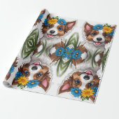 Schattigee kleine puppy hond potlood kunst cadeaupapier (Uitgerold)