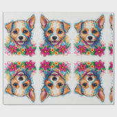 Schattigee kleine puppy hond potlood kunst cadeaupapier (Vlak)