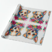 Schattigee kleine puppy hond potlood kunst cadeaupapier (Uitgerold)