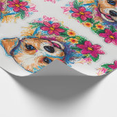 Schattigee kleine puppy hond potlood kunst cadeaupapier (Hoek)