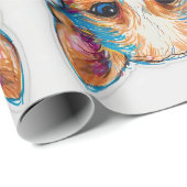 Schattigee kleine puppy hond potlood kunst cadeaupapier (Rol Hoek)