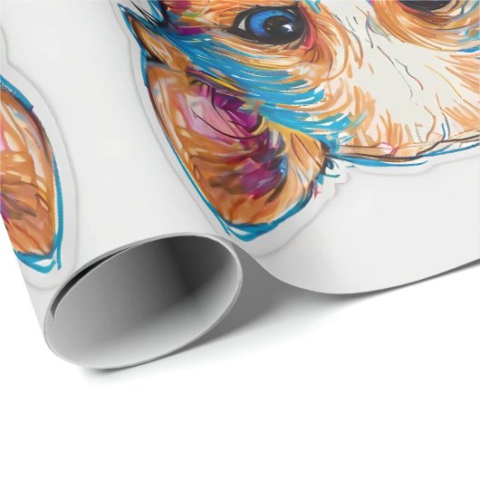 Schattigee kleine puppy hond potlood kunst cadeaupapier (Rol Hoek)