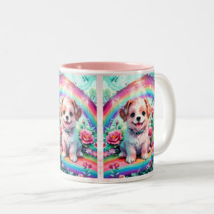 Schattigee kleine puppy hond potlood kunst tweekleurige koffiemok