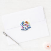 Schattigee kleine puppy hond vierkante sticker (Envelop)