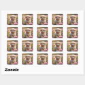 Schattigee kleine puppy sticker. vierkante sticker (Vel)