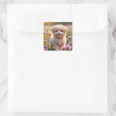 Schattigee kleine puppy sticker. vierkante sticker (Tas)
