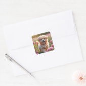 Schattigee kleine puppy sticker. vierkante sticker (Envelop)