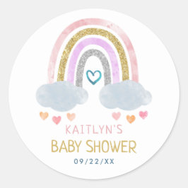 Schattigee kleine regenboog Baby shower Classic Ro Ronde Sticker