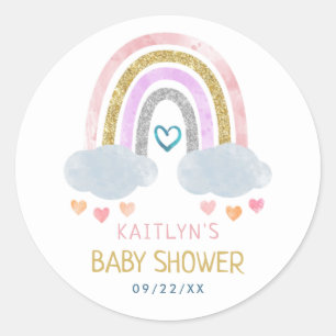 Schattigee kleine regenboog Baby shower Classic Ro Ronde Sticker