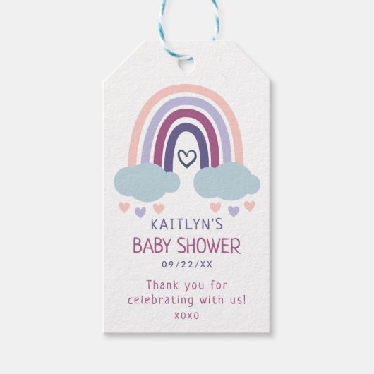 Schattigee kleine regenboog Baby shower dank u Cadeaulabel (Voorkant)