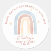 Schattigee kleine regenboog boho Baby shower dank  Ronde Sticker (Voorkant)