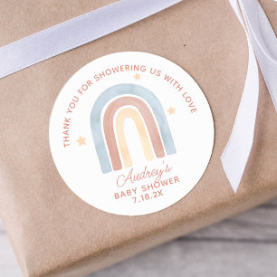 Schattigee kleine regenboog boho Baby shower dank  Ronde Sticker