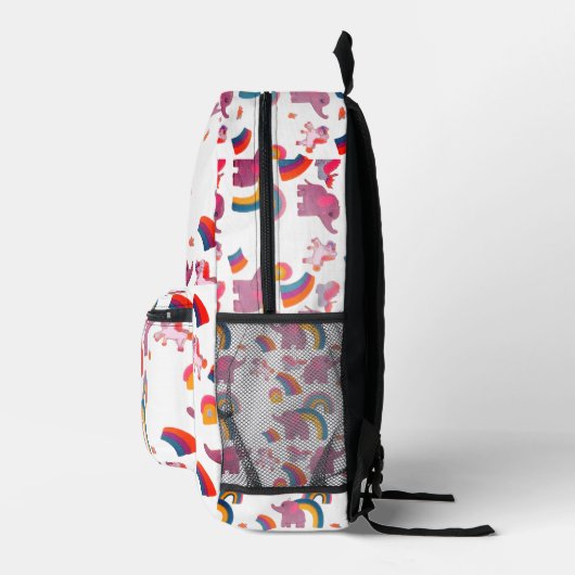 Schattigee kleine regenboog, olifant en eenhoorn r bedrukte rugzak (Rechts)