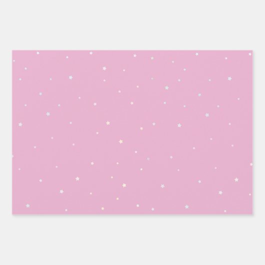 Schattigee kleine regenboog sterren op roze en wit inpakpapier vel (Voorkant 2)
