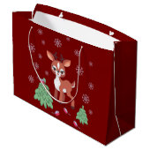 Schattigee kleine rendier cadeau tas groot cadeauzakje (Achterkant Gekanteld)