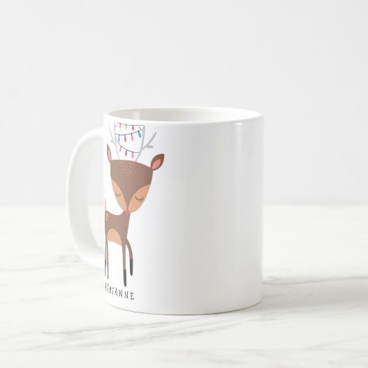 Schattigee kleine rendier kerstverlichting Mok (Voorkant links)