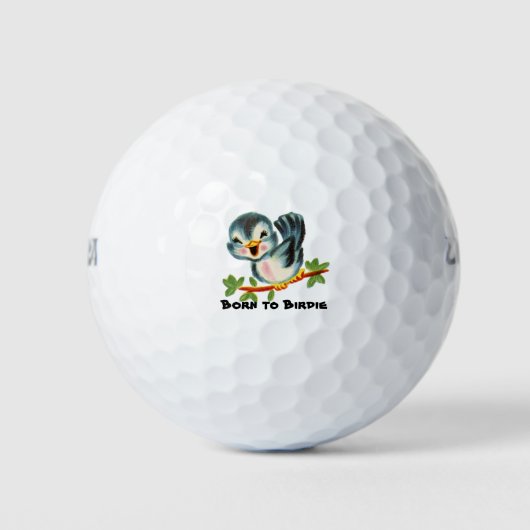 Schattigee kleine retro vogeltje gepersonaliseerd golfballen (Voorkant)