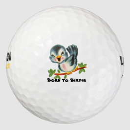 Schattigee kleine retro vogeltje gepersonaliseerd golfballen