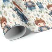 Schattigee kleine ridderprins met kroonprins Water Cadeaupapier (Rol Hoek)