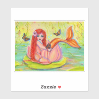 Schattigee kleine rode hoofdzeemeermin van Renee L Sticker