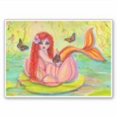 Schattigee kleine rode hoofdzeemeermin van Renee L Sticker (Voorkant)