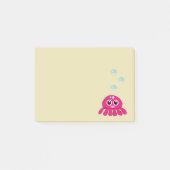 Schattigee kleine rode kwal met blauwe waterbellen post-it® notes (Voorkant)