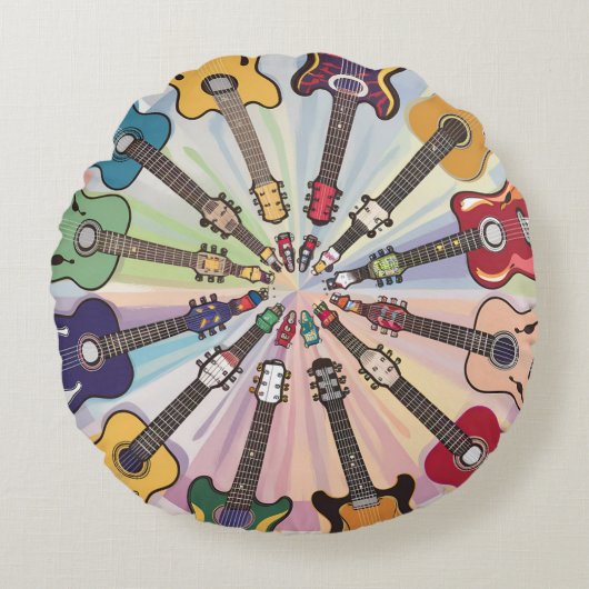 Schattigee kleine ronde cirkel van gitaren rond kussen (Voorkant)