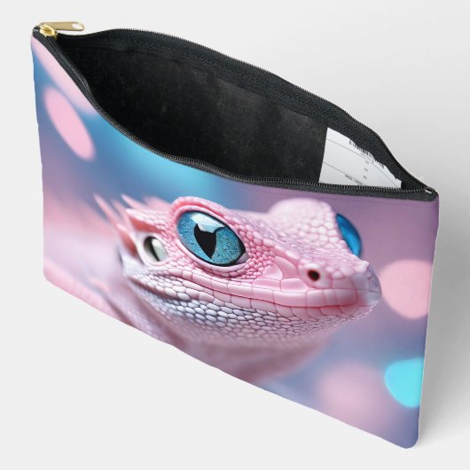 Schattigee kleine roze hagedis met grote blauwe og etui (Open)