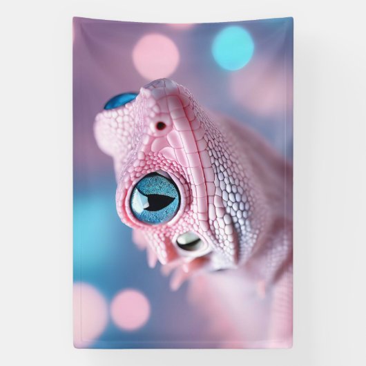 Schattigee kleine roze hagedis met grote blauwe og spandoek (Verticaal)