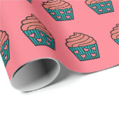 Schattigee kleine roze hart cupcake meisje cadeau  cadeaupapier (Rol Hoek)