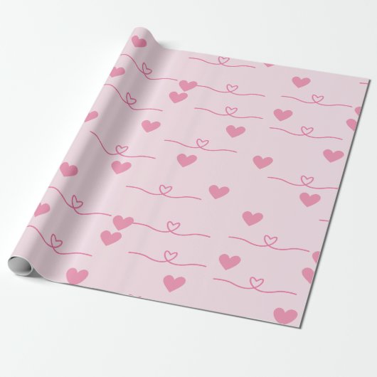 Schattigee kleine roze hartjes cadeaupapier (Uitgerold)