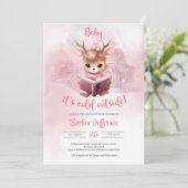 Schattigee kleine roze hert lezen van een boek win kaart (Staand voorkant)