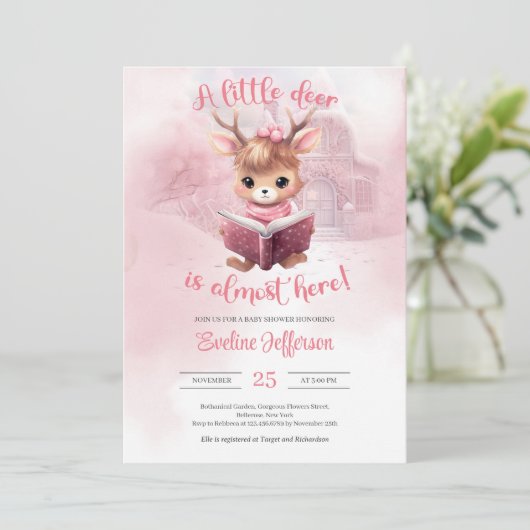 Schattigee kleine roze hert lezen van een boek win kaart (Staand voorkant)