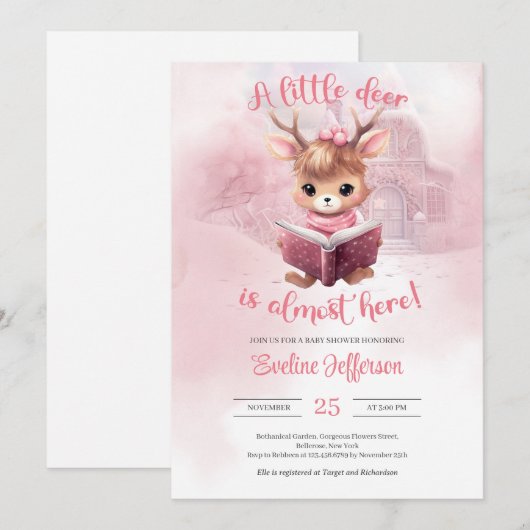 Schattigee kleine roze hert lezen van een boek win kaart (Voorkant / Achterkant)