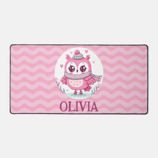 Schattigee kleine roze uil dragen sjaal en capucho bureaumat (Voorkant)