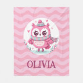 Schattigee kleine roze uil dragen sjaal en capucho fleece deken (Voorkant)