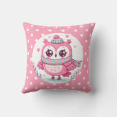 Schattigee Kleine Roze Uil en Polka Dots Kussen (Achterkant)