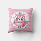 Schattigee kleine roze uil met sjaal kussen (Achterkant)