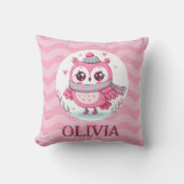 Schattigee kleine roze uil met sjaal kussen (Voorkant)