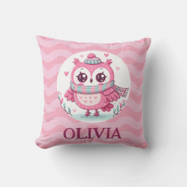 Schattigee kleine roze uil met sjaal kussen