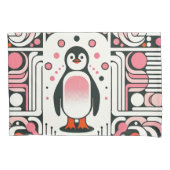 Schattigee Kleine Roze Zalmpinguïn in Retro jaren  Kussensloop (Voorkant)