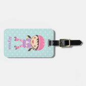 Schattigee kleine schaatsmeisje gepersonaliseerd bagagelabel (Voorkant horizontaal)