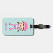 Schattigee kleine schaatsmeisje gepersonaliseerd bagagelabel (Achterkant horizontaal)