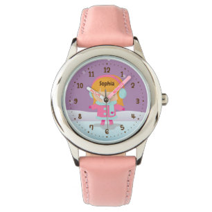 Schattigee kleine schaatsmeisje winter Kinder horl Horloge