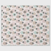 Schattigee Kleine Schapen zand beige munt op crème Cadeaupapier (Vlak)