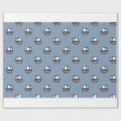 Schattigee kleine schepen op blauw cadeaupapier (Vlak)