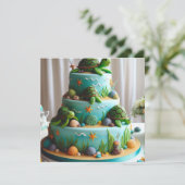 SCHATTIGEE KLEINE SCHILDPADDEN KINDEREN VERJAARDAG KAART (Staand voorkant)